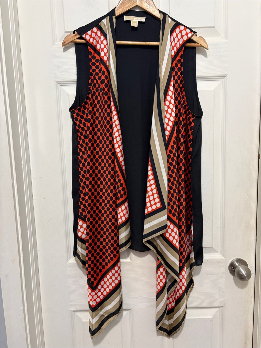 Michael Kors Black, Red and Cream Polka Dot Handkerchief Vest